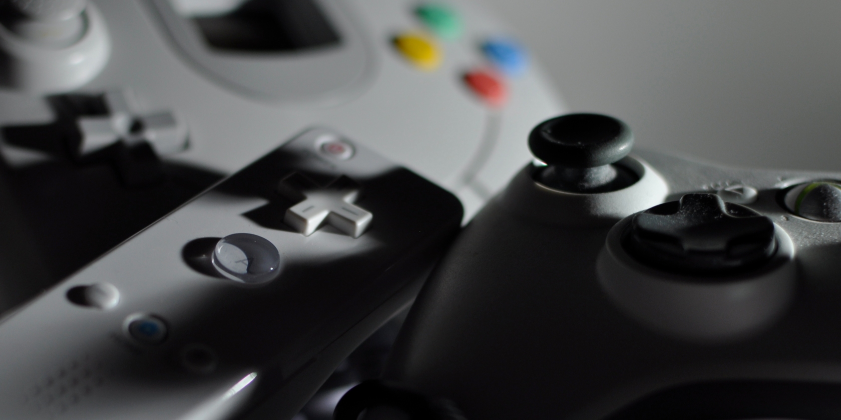 Pile of video games controllers