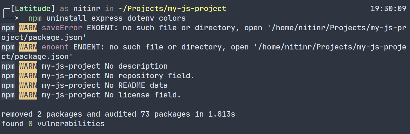 Uninstalling multiple packages